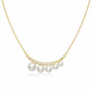 Graduated Multi Pearl Arc Necklace 5 Pearl Curved Bar | Wholesale Pearl Jewelry | Ideal Pearl Co.