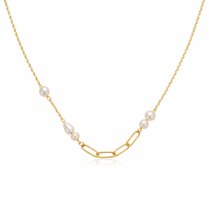 Pearl Gold Paperclip Chain Necklace Modern Minimal | Wholesale Pearl Jewelry | Ideal Pearl Co.