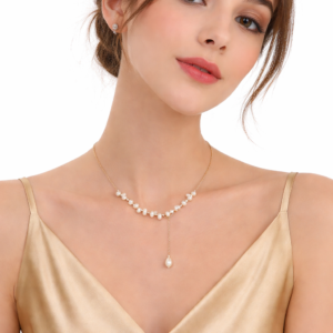 Pearl Station Necklace Teardrop Pearl Pendant Drop | Pearl Necklace B2B Supplier | Ideal Pearl Co.