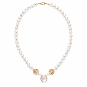 Freshwater pearl necklace champagne heart crystal pendant boutique | Pearl & Stone Collection | Ideal Pearl Co.