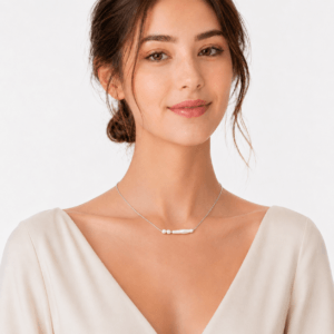 Model wearing freshwater baroque stick pearl necklace | Pearl Jewelry Manufacturer | Ideal Pearl Co.