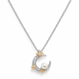 Gold silver plated moon crescent pearl pendant necklace manufacturer | Pearl Pendant Necklace | Ideal Pearl Co.