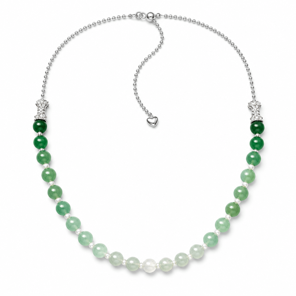 Jade and freshwater pearl gemstone combination necklace | Ideal Pearl Co.