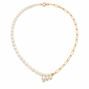 Paperclip pearl chain link choker strand necklace boutique | Pearl Minimal Necklace | Ideal Pearl Co.