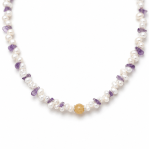Purple amethyst crystal freshwater baroque pearl necklace wholesale | Pearl & Stone Collection | Ideal Pearl Co.
