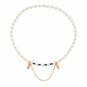 Retro chic freshwater pearl double layer gold chain necklace boutique | Pearl Minimal Necklace | Ideal Pearl Co.