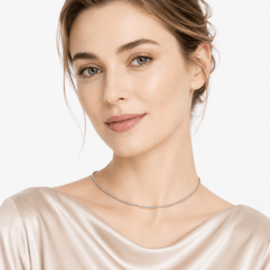 Model wearing silver grey braided pearl strand necklace | Pearl Jewelry Factory | Ideal Pearl Co.