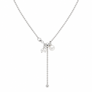 Silver Y-style pearl lariat necklace multi pearl cluster drop | Pearl Lariat Necklace | Ideal Pearl Co.