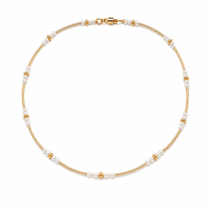 Thin gold bangle style pearl station necklace wholesale | Pearl Station Necklace | Ideal Pearl Co.