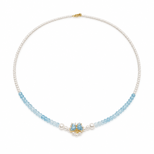 Unique design blue crystal butterfly pearl beaded necklace boutique | Pearl & Stone Collection | Ideal Pearl Co.