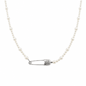 Women pearl safety pin pendant station necklace boutique | Pearl Minimal Necklace | Ideal Pearl Co.