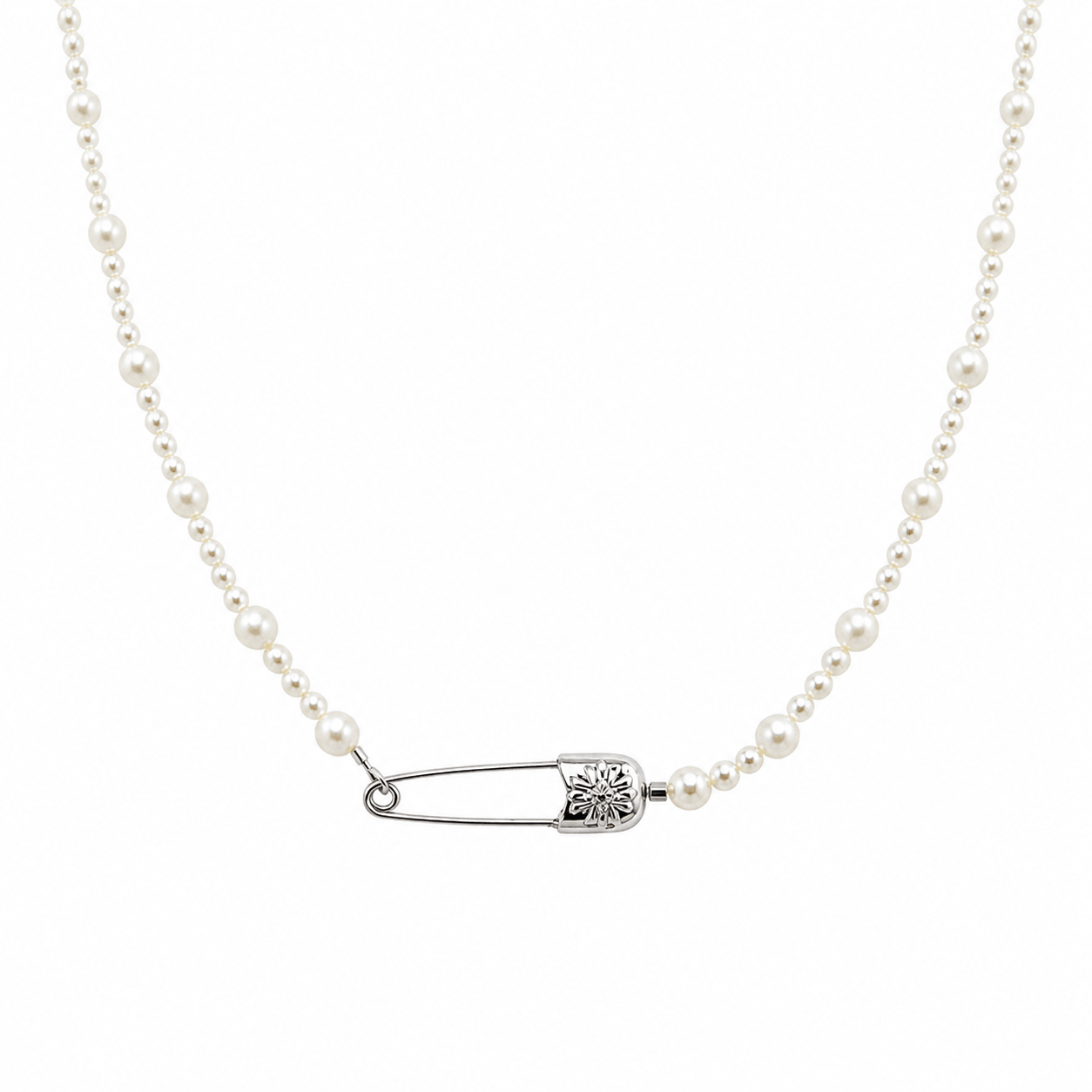 Women pearl safety pin pendant station necklace boutique | Pearl Minimal Necklace | Ideal Pearl Co.