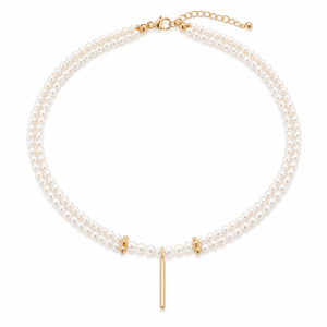 Double Layer Freshwater Pearl Necklace with Gold Bar Pendant – Wholesale Freshwater Pearl Jewelry | Ideal Pearl Co.