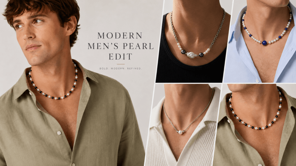 Men's pearl jewelry trend: modern pearl necklace styles for men | Ideal Pearl Co.