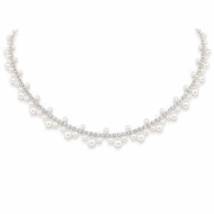 Pearl cluster necklace with CZ chain, handmade design │ Ideal Pearl Co.