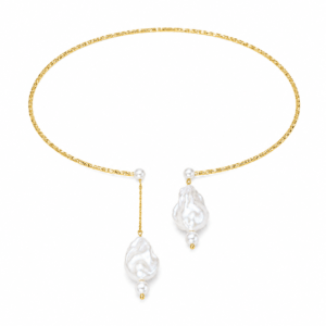 Baroque pearl collar necklace with gold vermeil drops | Ideal Pearl Co.