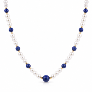 Men's beaded necklace with pearl and lapis lazuli beads | Ideal Pearl Co.
