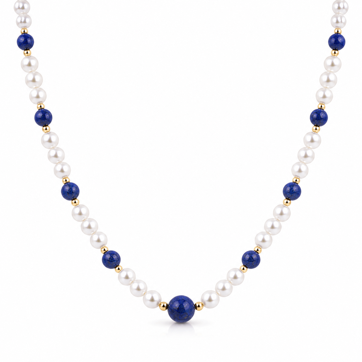 Men's beaded necklace with pearl and lapis lazuli beads | Ideal Pearl Co.