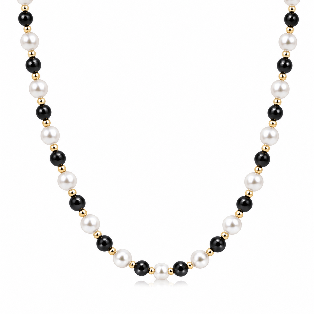 Men's pearl necklace with onyx and gold vermeil beads | Ideal Pearl Co.