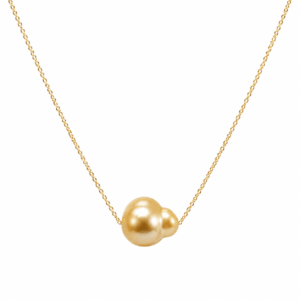10-12mm baroque Golden South Sea pearl necklace in 18K gold | Ideal Pearl Co.