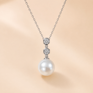 18K white gold South Sea pearl pendant necklace with diamond accent | Ideal Pearl Co.