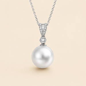 18K white gold South Sea pearl diamond pendant necklace | Ideal Pearl Co.