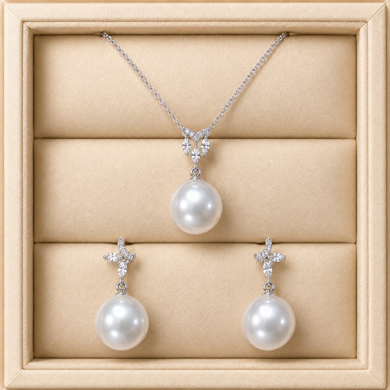 18K white gold South Sea pearl and lab-grown diamond bridal set | Ideal Pearl Co.