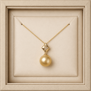 18K yellow gold Golden South Sea pearl diamond pendant necklace | Ideal Pearl Co.