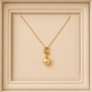 18K yellow gold Golden South Sea pearl drop diamond pendant | Ideal Pearl Co.