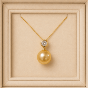 9-10mm Golden South Sea pearl solitaire pendant necklace in 18K gold | Ideal Pearl Co.