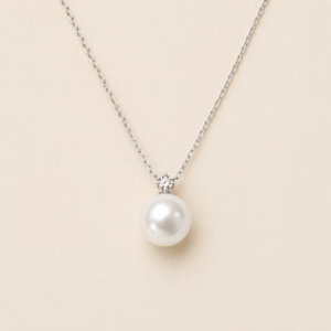 Classic white South Sea pearl pendant with diamond bail in 18K white gold | Ideal Pearl Co.