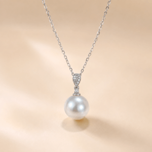 Minimalist South Sea pearl pendant necklace with diamond bail in 18K white gold | Ideal Pearl Co.