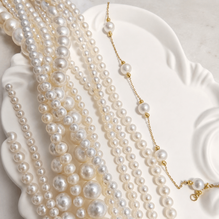 Small batch pearl jewelry piece worn by model | Ideal Pearl Co.
