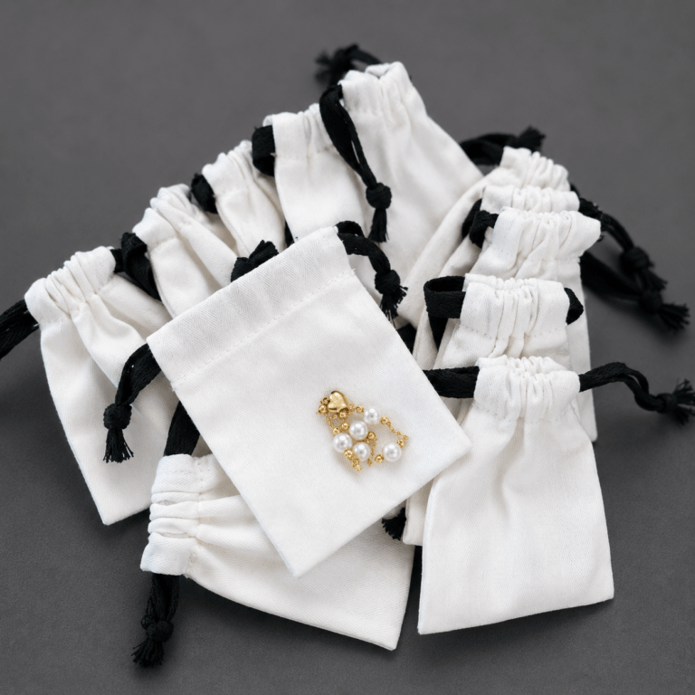 Individual cotton pouch packaging for pearl necklace order | Ideal Pearl Co.